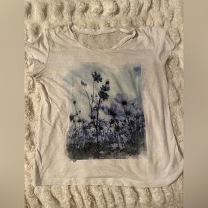White floral graphic tee
